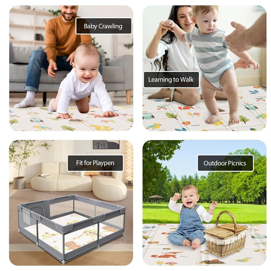 Baby Play Mat 50x50 Inch – Foldable Waterproof Foam Mat